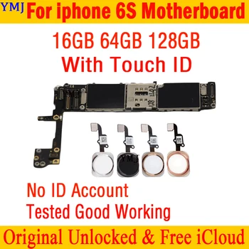 С/Без Touch ID на дънната Платка на системата IOS Тестван Пълен чип, Работи Редовно Логическа такса Без акаунт ID На дънната платка Iphone 6S 6 S