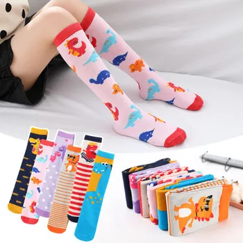 Памучни бебешки чорапи с Шарките на Лисица и Мечка с Анимационни герои, Чорапогащи, Дълги Сладки бебешки чорапи за момичета 3-12 години, 1 бр.