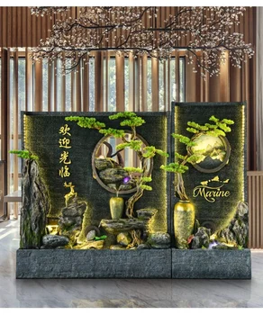 Нов пейзаж с водна завеса в двора на китайски стил, екран за вода на открито, веранда, рокарий, поддържан украса за секс