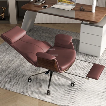 Кожени офис столове Boss, скандинавски бизнес компютърен стол, офис мебели, отвличане на въртящо се кресло за кабинет с висока облегалка, на игралното стол