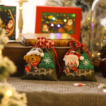 1 бр. спално бельо, памучен подарък Пакети, Подарък чанта с мил Дядо Коледа, Снеговиком, шарките на Лосове, Мечки, Подарък чанта с Коледните орнаменти