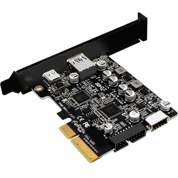 R9JA PCI-E до USB3.2 Type-E, вътрешна карта за разширяване на предния панел 10G PCI Express X4 X8