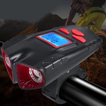 Безжична велосипеден скоростомер с подсветка LCD IPX6, водоустойчив велосипеден фенерче, велосипедна предната светлината на прожекторите, измерване на скоростта на велосипеди за планинско колоездене