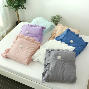Версия одеяла за климатик с ръба на формата на листа на Лотос, однотонное корейското лятото е прохладно, одеало, Офис кът за почивка, разтегателен, меко одеяло, коварен