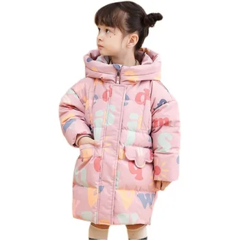Зимни якета за момичета и момчета, топли непромокаеми бебешки дълги якета, детски зимни дрехи с герои от анимационни филми, детски термо-парк 1-8 години