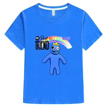 Детска тениска Rainbow Friends от 100% памук с Високо качество, лятна тениска с къс ръкав и Забавни Анимационни Принтом За момчета/момичета