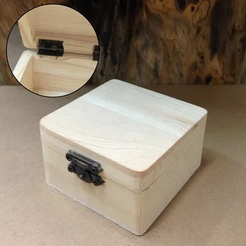 Просто Естествена Дървена Опаковъчна Кутия Квадратна Навесная Кутия За Съхранение На Бижута Подарък Кутия За Бродерия Калъф За Украшения Бижутериен Органайзер С Ключалка