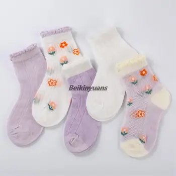 Носочки за малки момичета, летни памучни дантелени чорапи принцеса, малки сладки детски летни чорапи през пролетта и лятото sokken