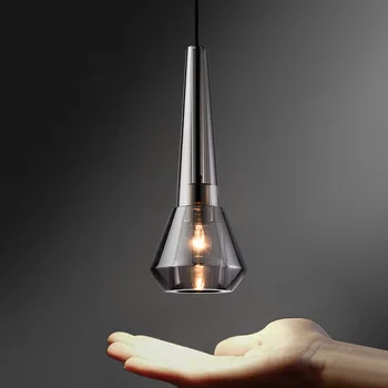 Окачен лампа TEMAR Nordic от месинг LED Модерен Прост Творчески опушен кристал-сив Тела-полилей за Домашна Спални
