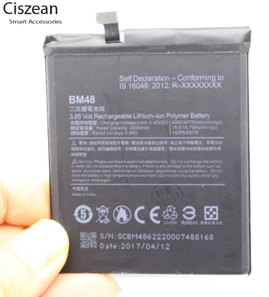 Ciszean 3,85 В 4000 ма 15,4 Wh BM48 Подмяна на батерията Xiaomi Mi Note 2 - 0