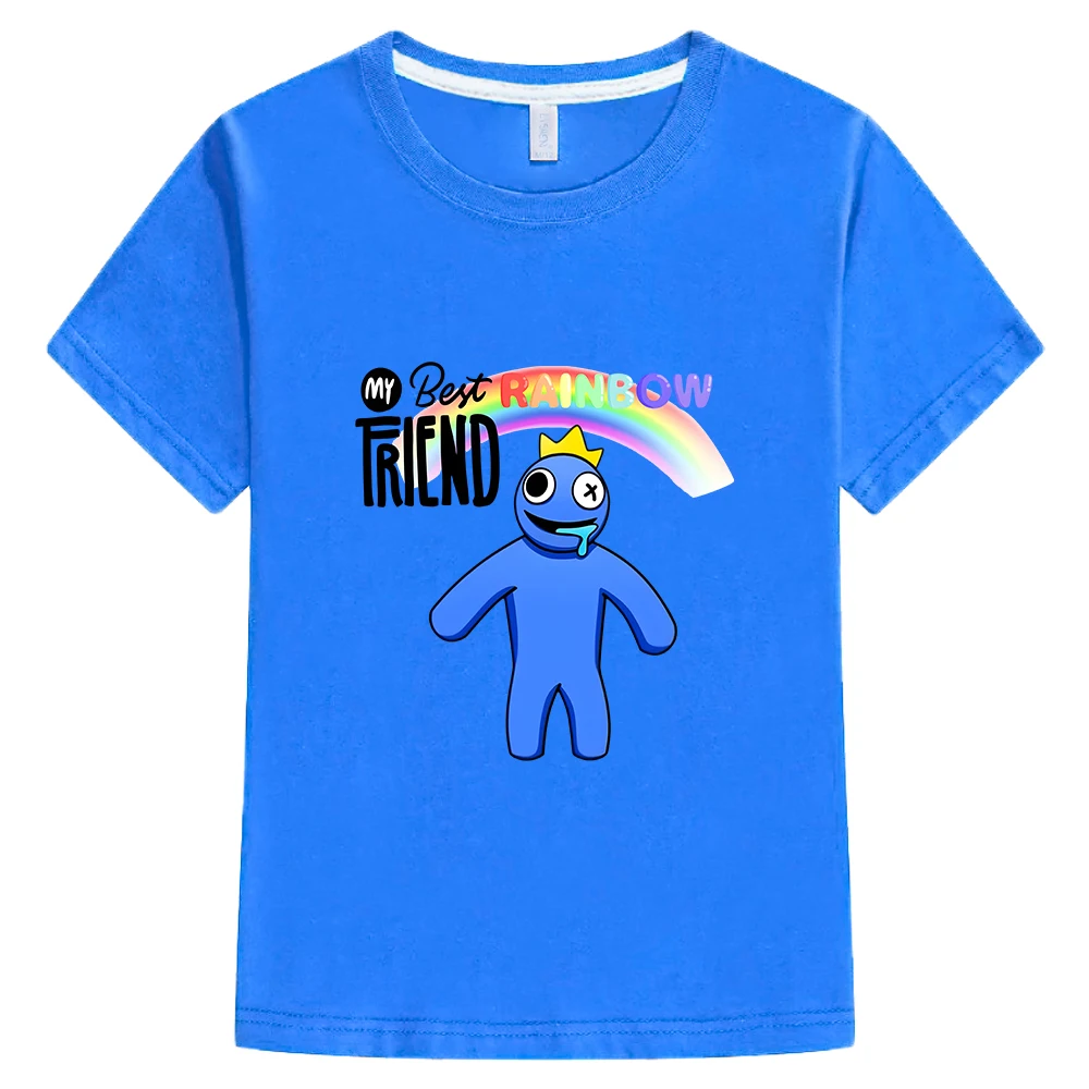 Детска тениска Rainbow Friends от 100% памук с Високо качество, лятна тениска с къс ръкав и Забавни Анимационни Принтом За момчета/момичета - 0