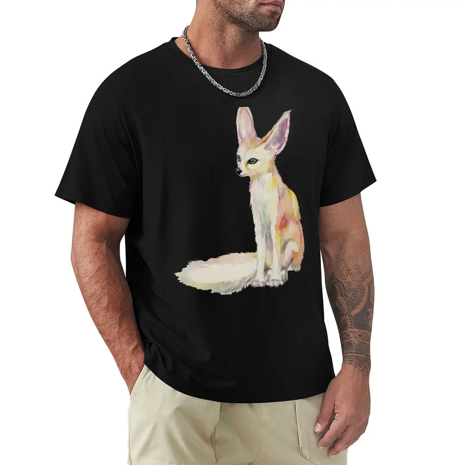 Тениска Fennec лисица, эстетичная дрехи, блузи, тениски с котки, тениски за спортните фенове, тениски за мъже - 0