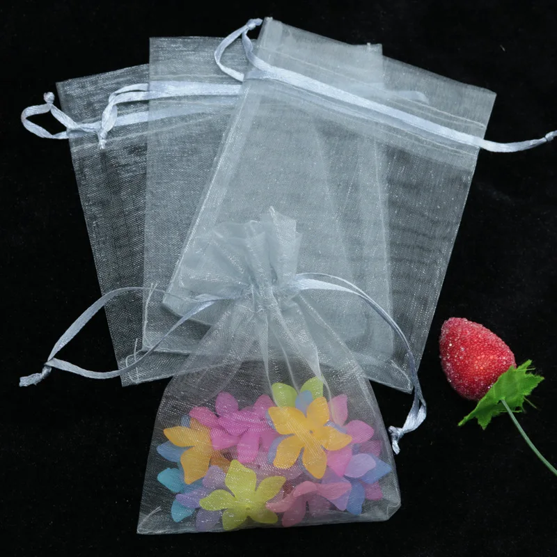 10*15 см, 100 бр., торбичка за бонбони, обикновена прозрачни торбички от органза, подарък торбичка за бижута от съвсем малък, празнични аксесоари за партита - 1