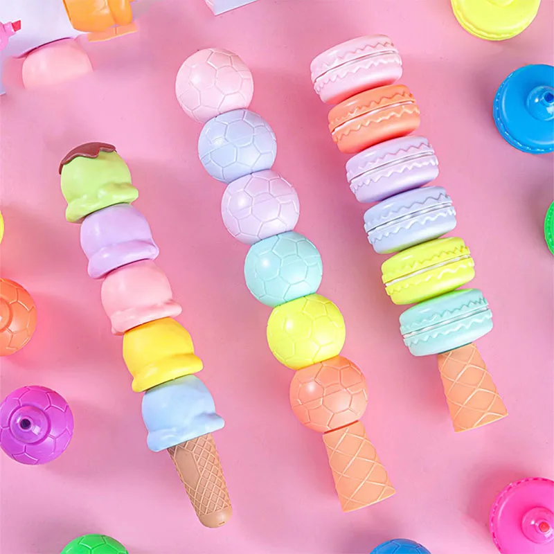 6 прекрасни цветни маркери за тестени изделия и сладолед, набор от маркери, флуоресцентно дръжка за детски играчки, подаръци, ученически пособия, канцеларски материали - 1