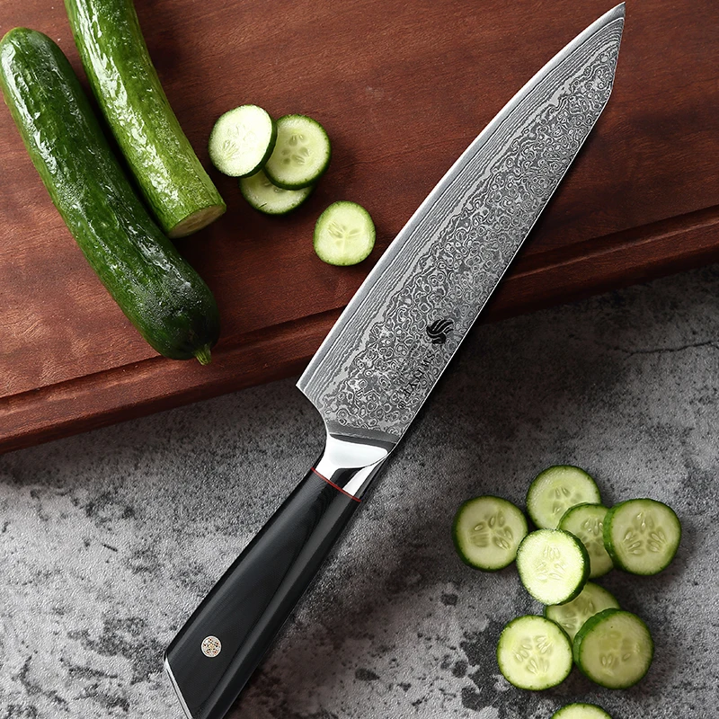 SWITYF 8-инчов нож на главния готвач от здрава 67-слойной дамасской стомана, секира за нарязване на месо, зеленчуци, универсални ножове, Остри инструменти за приготвяне на храна - 1
