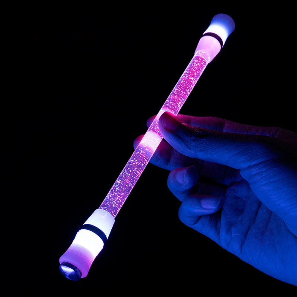 Въртяща се дръжка с led подсветка Gypsophila, преносима въртяща се дръжка за студентска химикалки, закручивающаяся с лек цветен облекчение на налягането, подарък За рожден Ден - 1