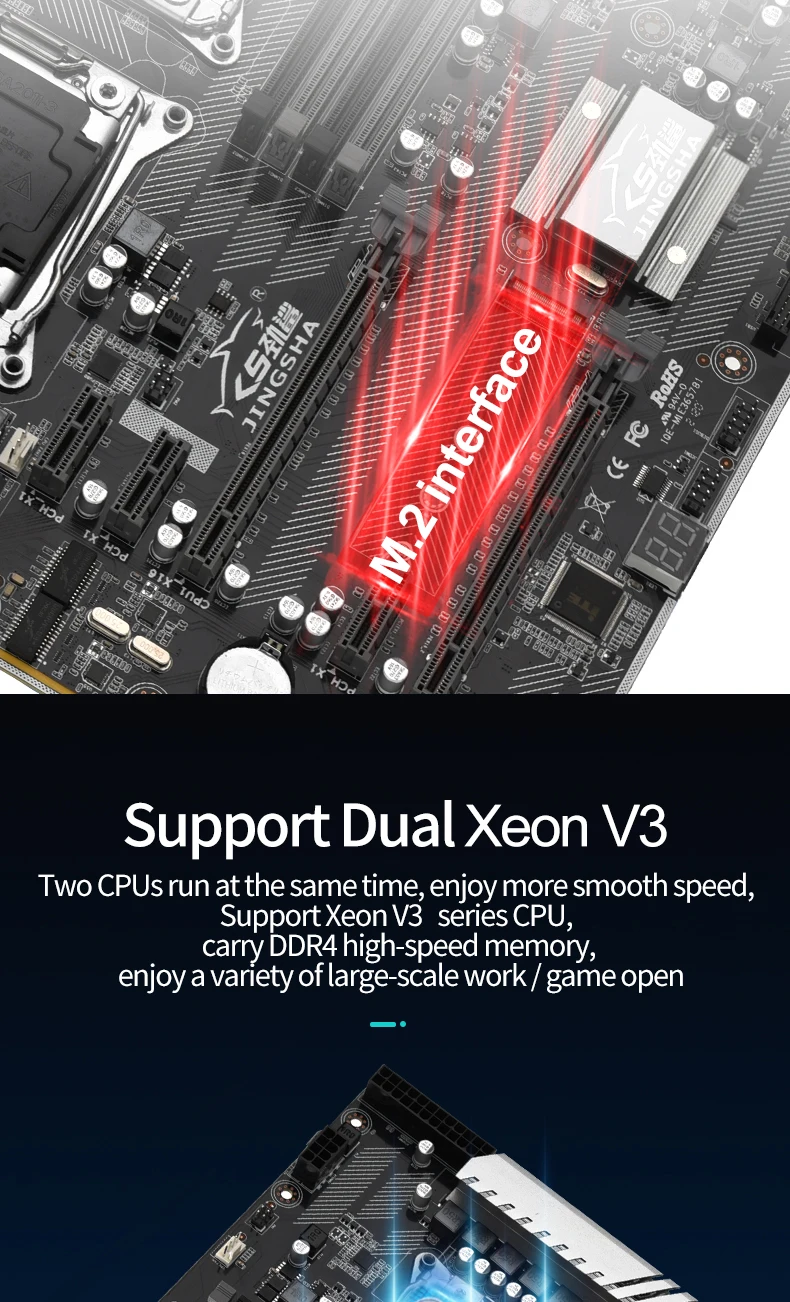 Дънна платка X99 Xeon E5 V3 серията Intel LGA 2011-3 Оперативна памет DDR4 Слот SATA/PCI-E, M. 2 NVME USB3.0 ATX дънна Платка за майнинга X99-F2 - 1