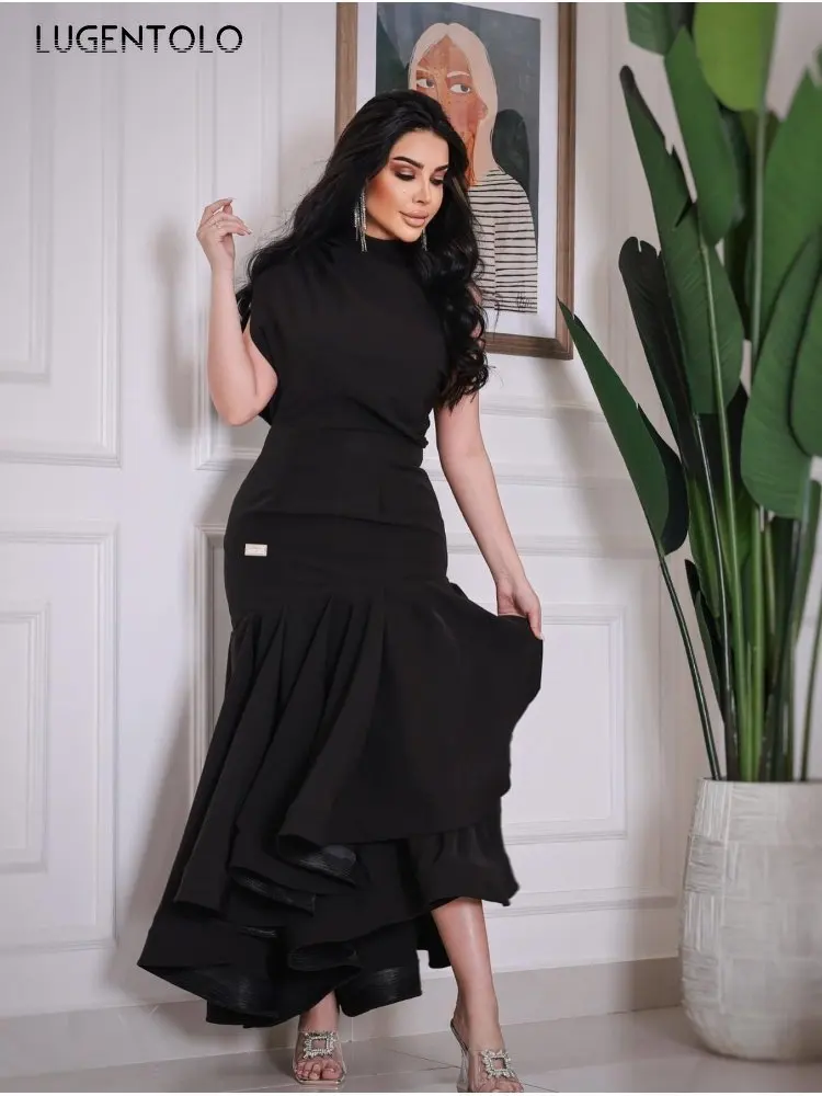 Жена секси рокля на Русалка за парти в Близкия Изток без ръкави, с фино черно Ново секси елегантна рокля с висока талия и кръгло деколте, пролетно-лятна дълга облекло - 1