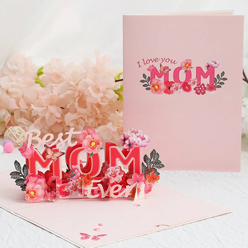 2023, Триизмерна пощенска картичка за рязане на хартия за Деня на майката, креативен подарък, Поздравителна картичка за Деня на благодарността - 2