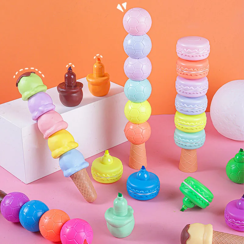 6 прекрасни цветни маркери за тестени изделия и сладолед, набор от маркери, флуоресцентно дръжка за детски играчки, подаръци, ученически пособия, канцеларски материали - 2