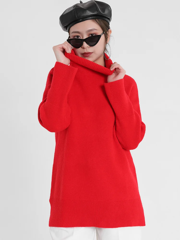 [EWQ] Нередовен тенденция, свободна дамски дрехи, поло, свободен пуловер Queen с дълъг ръкав, новост Пролетта 2023, червени възли пуловери - 2