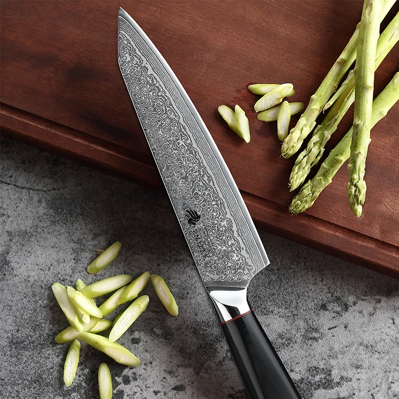 SWITYF 8-инчов нож на главния готвач от здрава 67-слойной дамасской стомана, секира за нарязване на месо, зеленчуци, универсални ножове, Остри инструменти за приготвяне на храна - 2