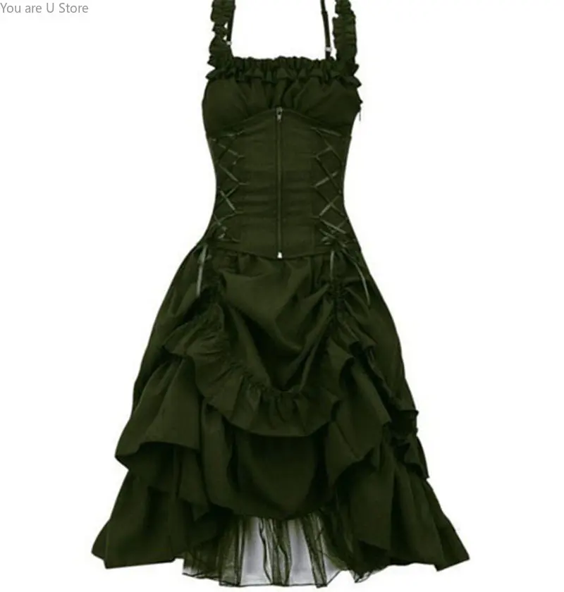 Дантелено рокля в стил Лолита, готическата пола-на бал, женски винтажное рокля в готически стил steampunk, ретро-пола принцеса без ръкави, костюм за Хелоуин - 2