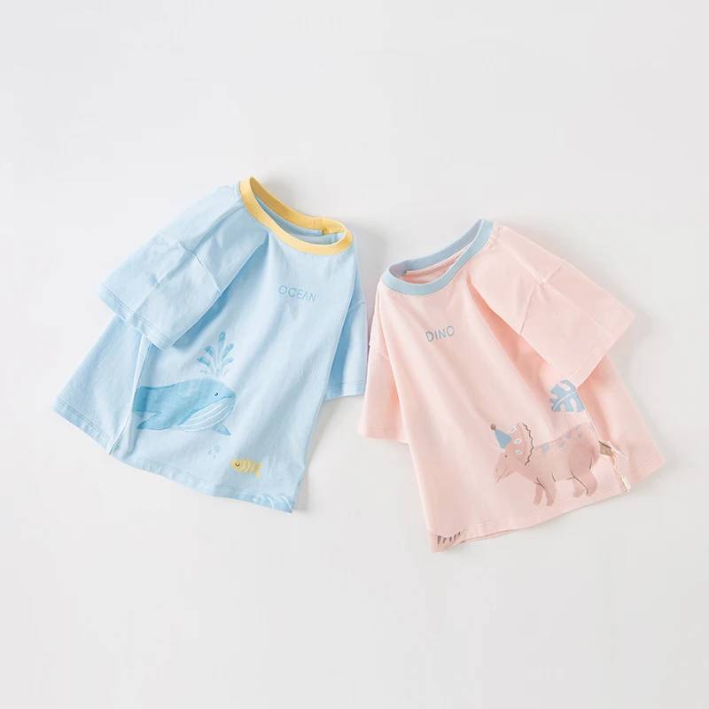 Дейв Bella/лятна нова детска тениска за момиченца с къси ръкави и момчета, памучни блузи с анимационни герои DB2235459 - 2
