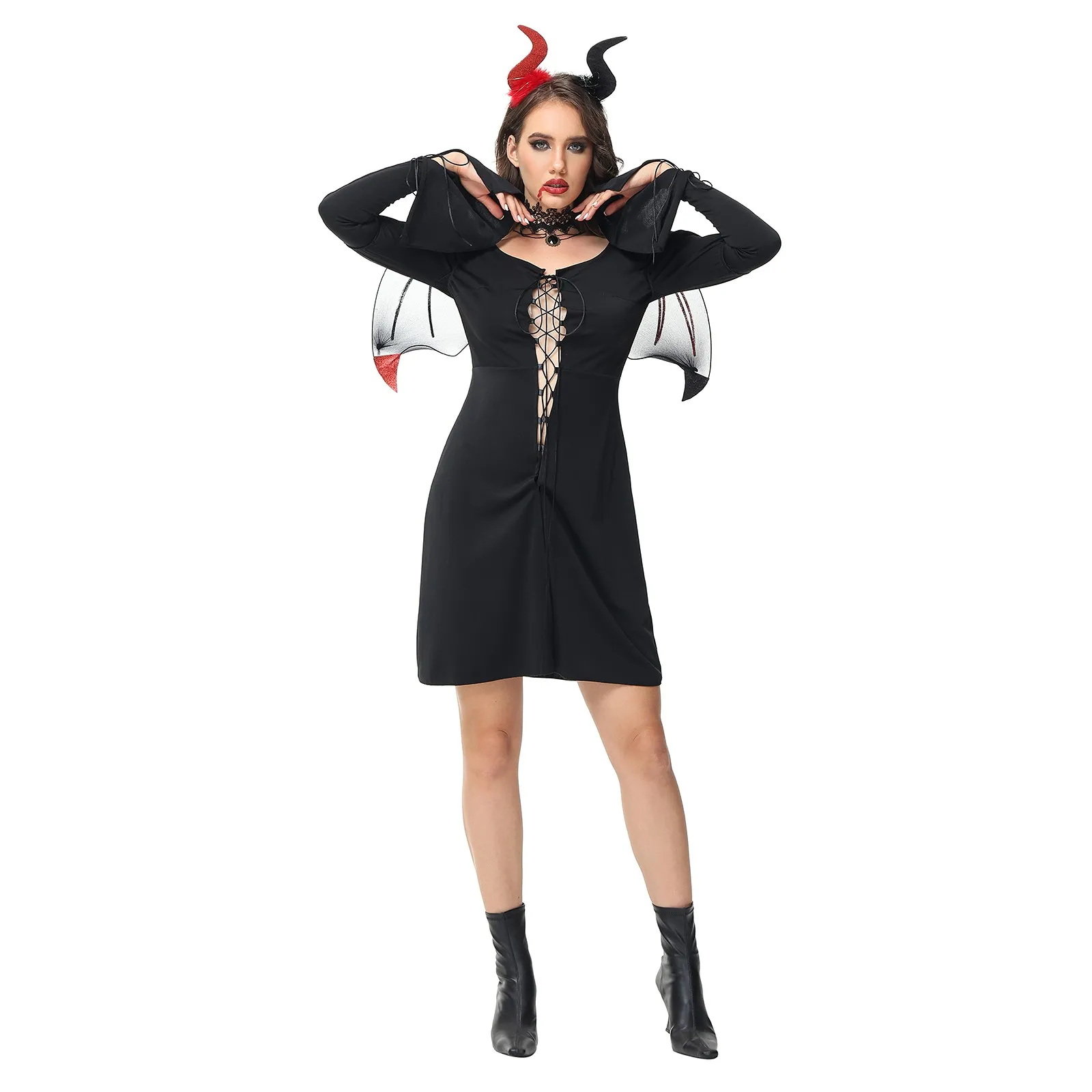 Женски костюм за Хелоуин, униформи, костюми за cosplay, секси костюм Малко Дявола, Модерен костюм за парти, Сценичното представяне, Рокля - 2