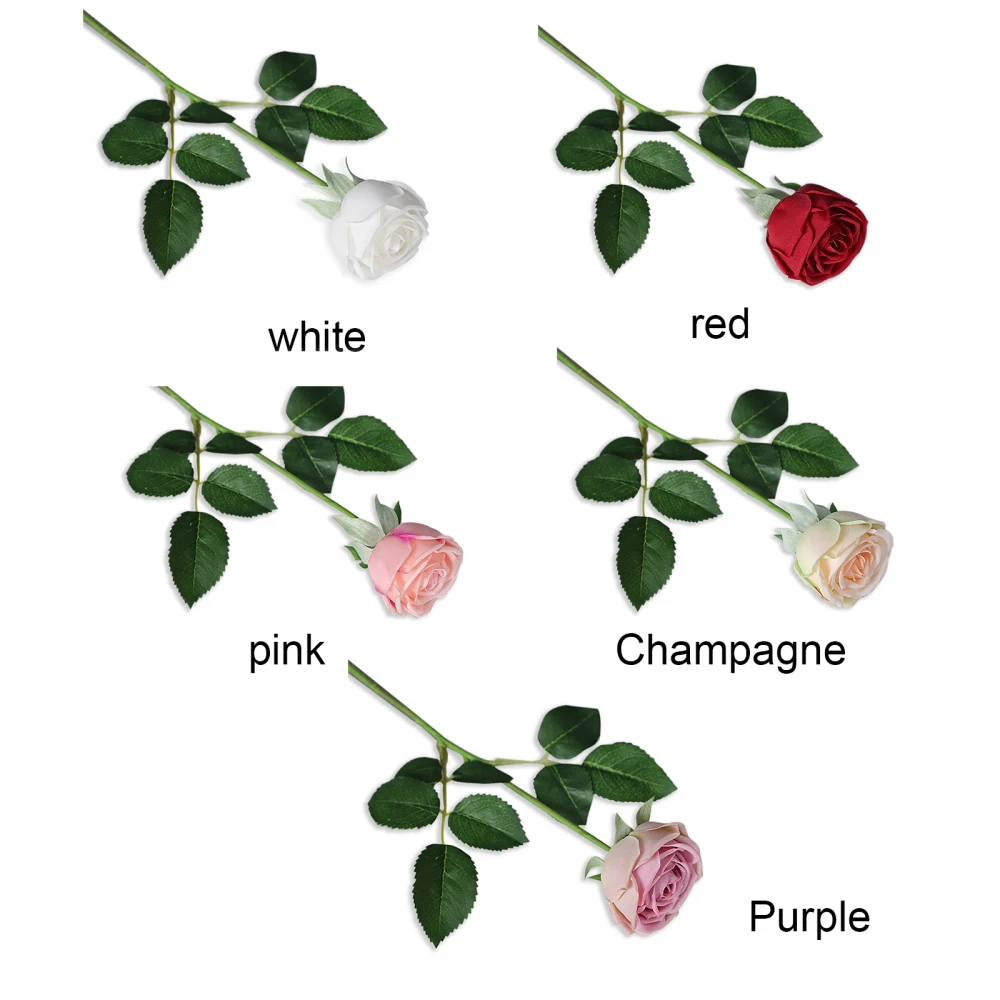Изкуствени розови цветя, коприна букет с дълга браншовите, направен със собствените си ръце, за сватба, дом на масата, централна декор, фалшив билков венец, аксесоар - 2