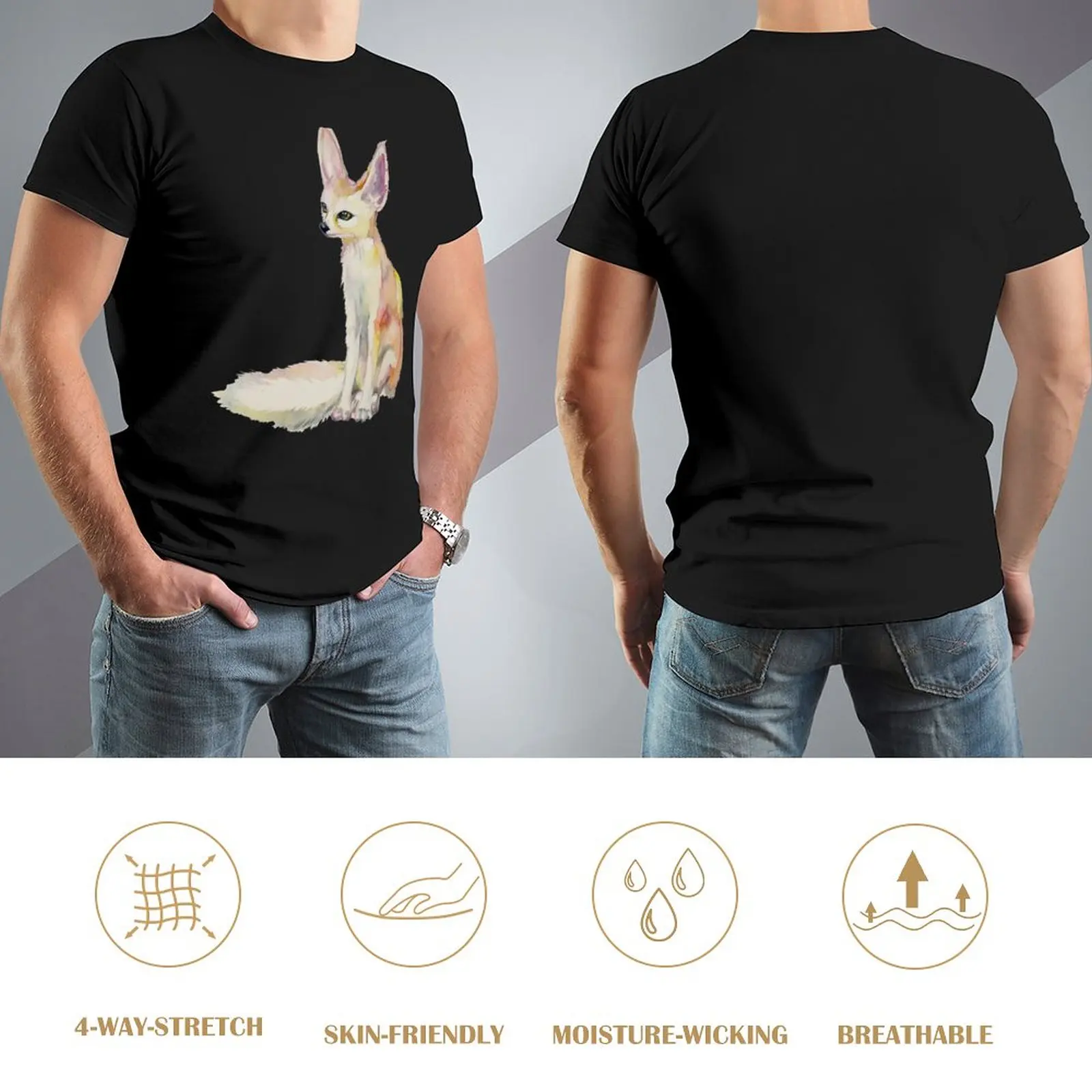 Тениска Fennec лисица, эстетичная дрехи, блузи, тениски с котки, тениски за спортните фенове, тениски за мъже - 2
