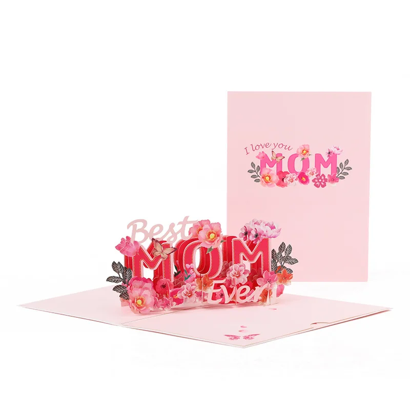 2023, Триизмерна пощенска картичка за рязане на хартия за Деня на майката, креативен подарък, Поздравителна картичка за Деня на благодарността - 3
