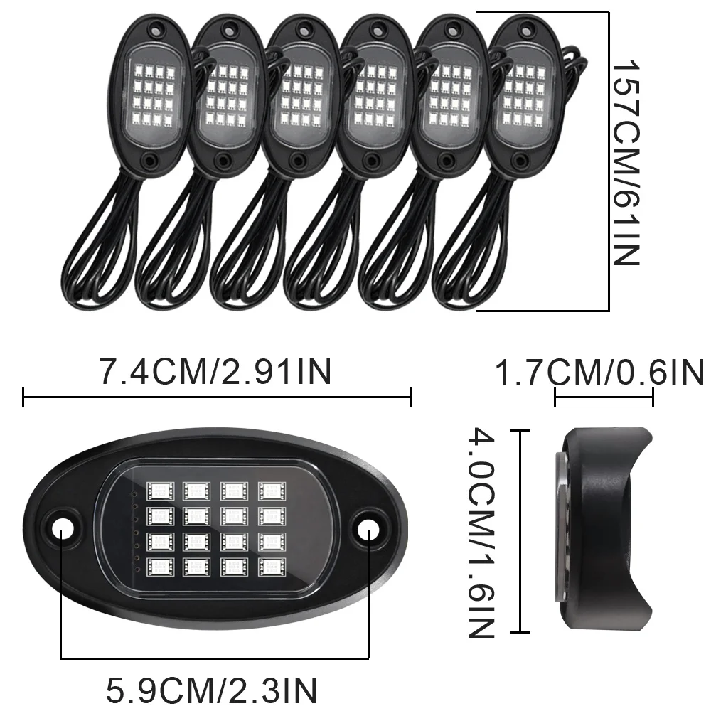 6/8 В 1 RGB LED Rock Светлини Комплект Музикална Синхронизация Bluetooth APP Control Авто Лампа на Шасито Undergolw за Jeep Офроуд Камион с Лодка - 3
