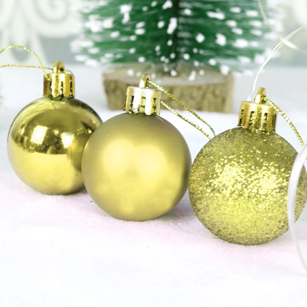 24 бр. Коледни топки, блестящи златни, розови, червени, Коледна елха, Висящи бижута, Медальони, коледни украси за дома за партита, подаръци за деца - 4