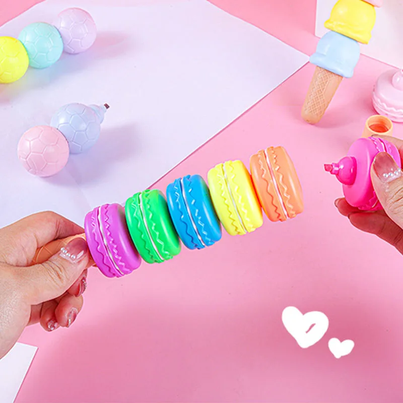 6 прекрасни цветни маркери за тестени изделия и сладолед, набор от маркери, флуоресцентно дръжка за детски играчки, подаръци, ученически пособия, канцеларски материали - 4