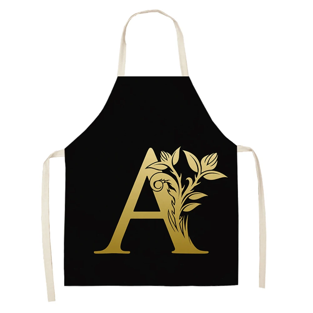 Avental de cozinha feminino com letras do alfabeto, de linho de algodão sem тя беше придобита от mangas - 4