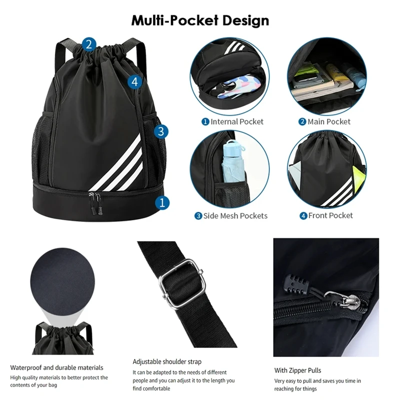 Водоустойчива спортна чанта за мъже, спортен раница, мъжки баскетболен чанта от съвсем малък, уличен спортен раница, дамска спортна чанта за фитнес - 4