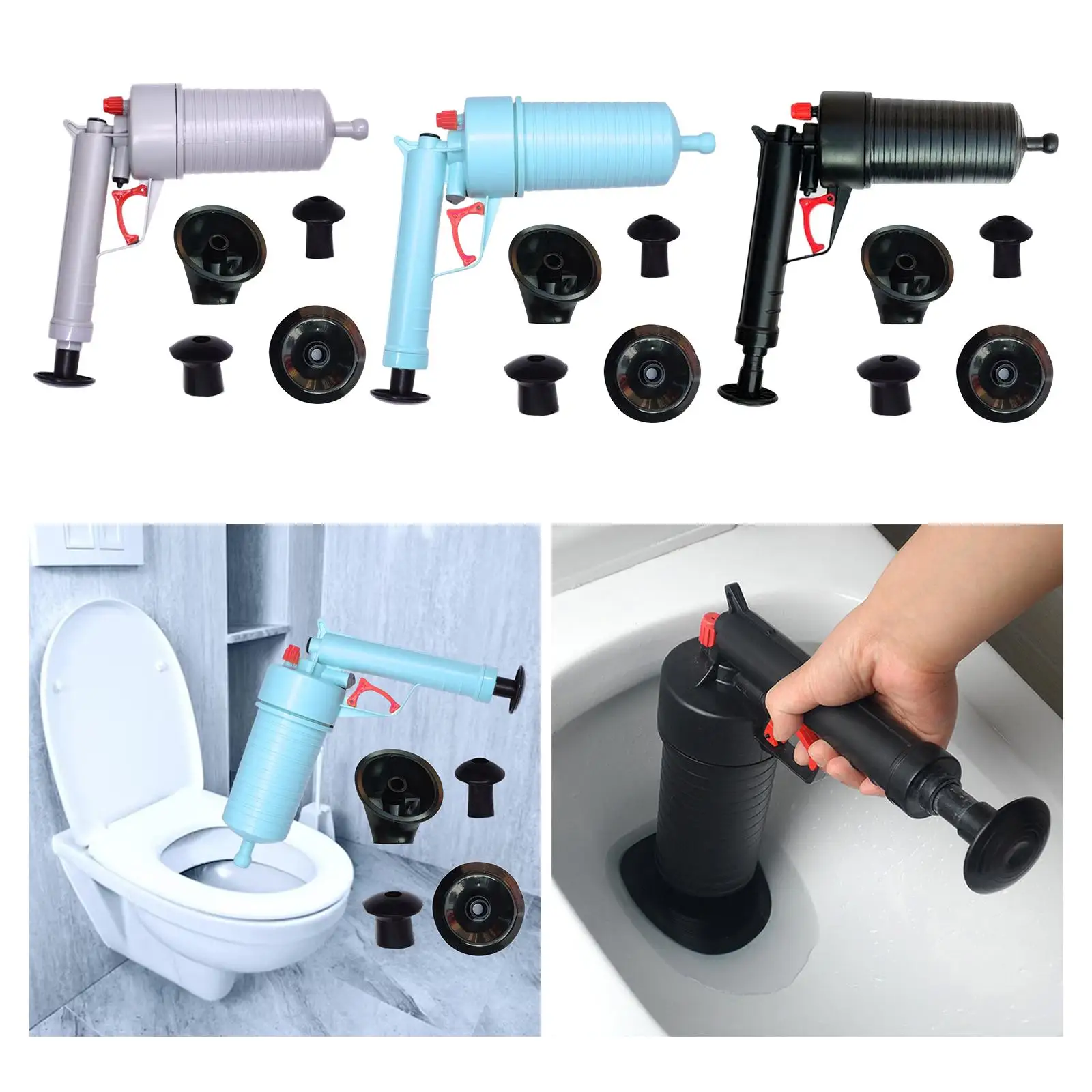 Многофункционална тоалетна чиния, буталото, устройство за почистване на източване на вана, отварачка с вендузи 4 размери, дизайн голям цилиндър - 4