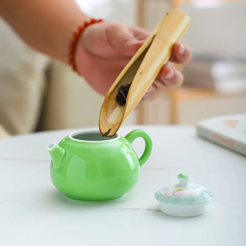 Тиквен гърне подглазурного цвят, керамични малки осмоъгълни гърне ръчно рисувани, чай комплект за жени, джобен съд за приготвяне на чай - 4