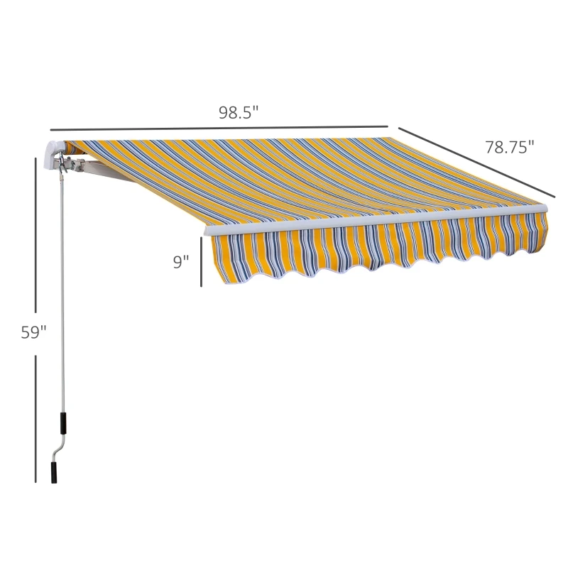 8 'x 7' Ръчно разтегателен слънцезащитен сенник за тераса със защита от uv-оранжево, черно и сиво - 5