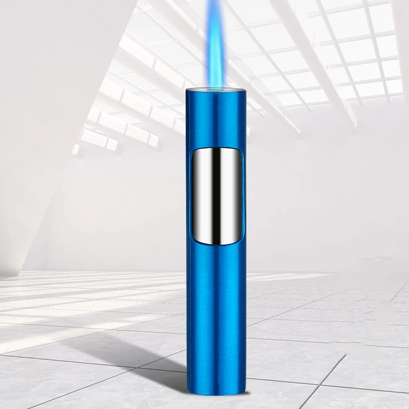 Нова градинска ветрозащитная бутановая газова запалка, метална двустранно турбинная горелка, преносима запалка за пури, персонални мъжки подарък - 5